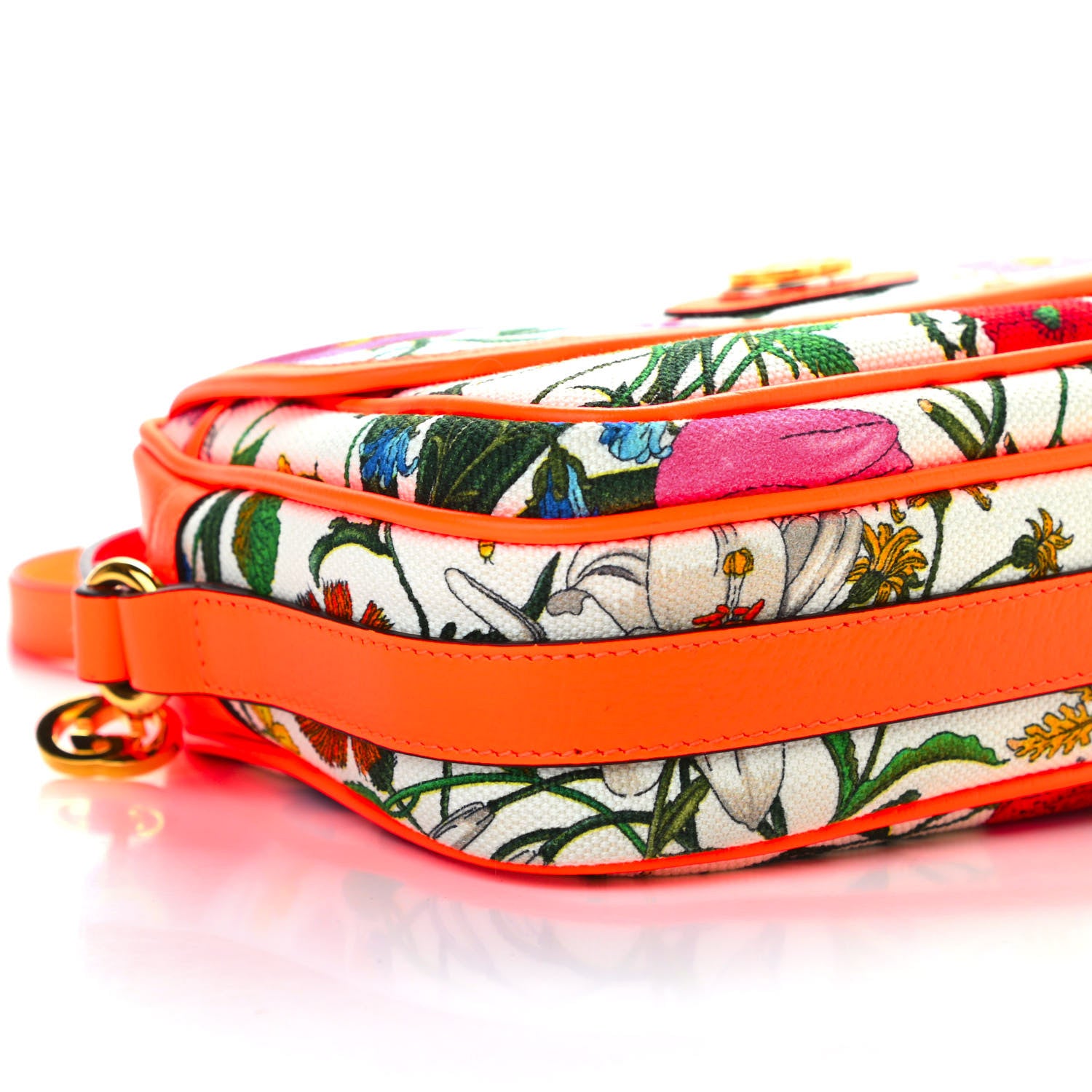 Gucci Canvas Flora Floral Shoulder Bag White Orange Fluo 9 of 10