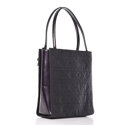 Christian Dior Nylon Cannage Shopper Tote Black Purple 3 of 11