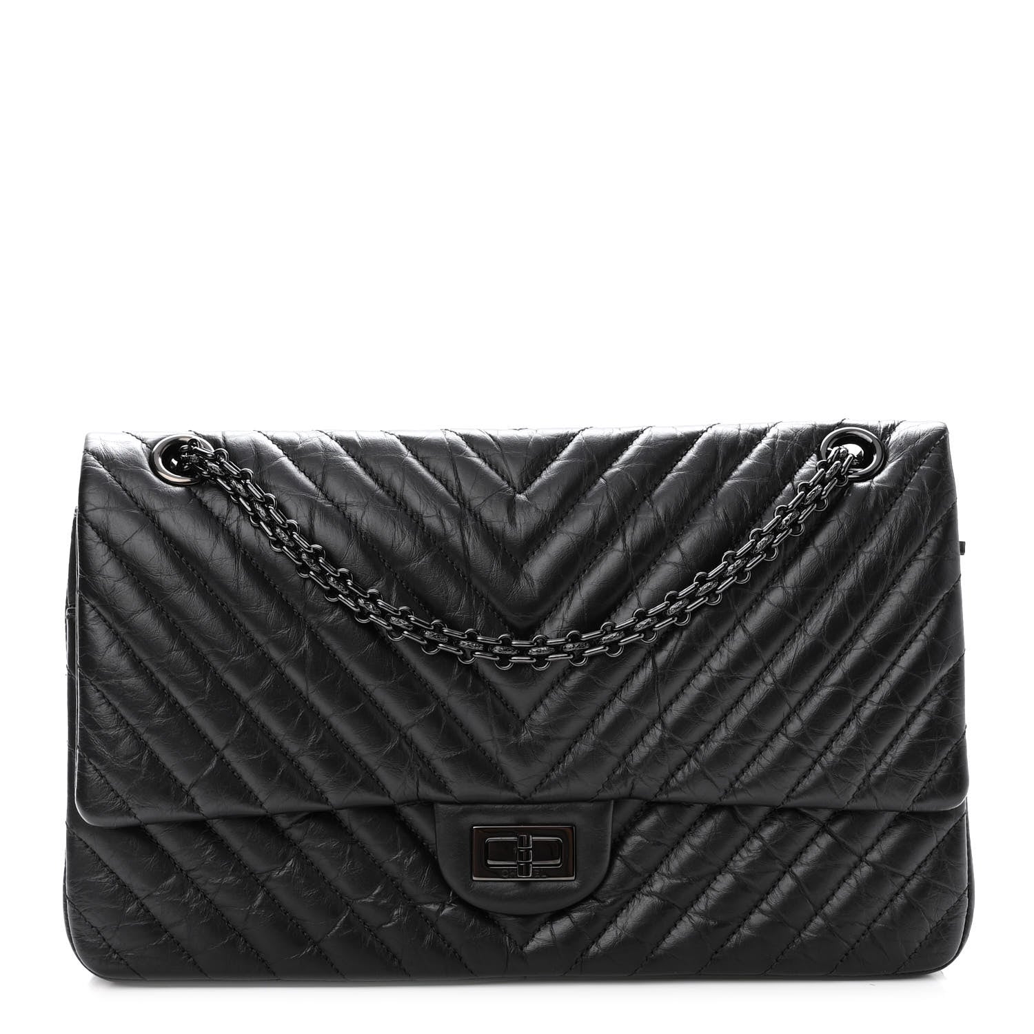 Chanel Aged Calfskin Chevron Quilted 2.55 Reissue 226 So Black 1 of 10