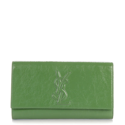 Saint Laurent Textured Patent Large Belle De Jour Clutch Green 1 of 7