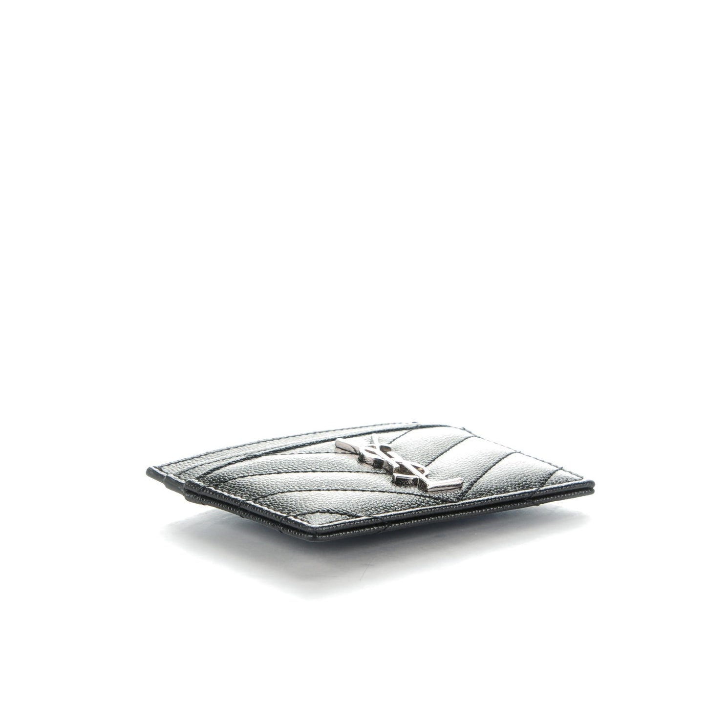 Grain De Poudre Matelasse Chevron Monogram Credit Card Case Black