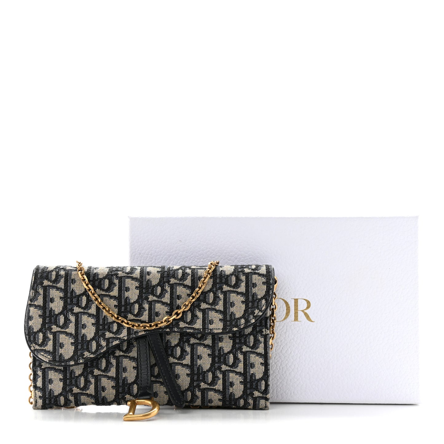 Oblique Saddle Chain Long Wallet Blue