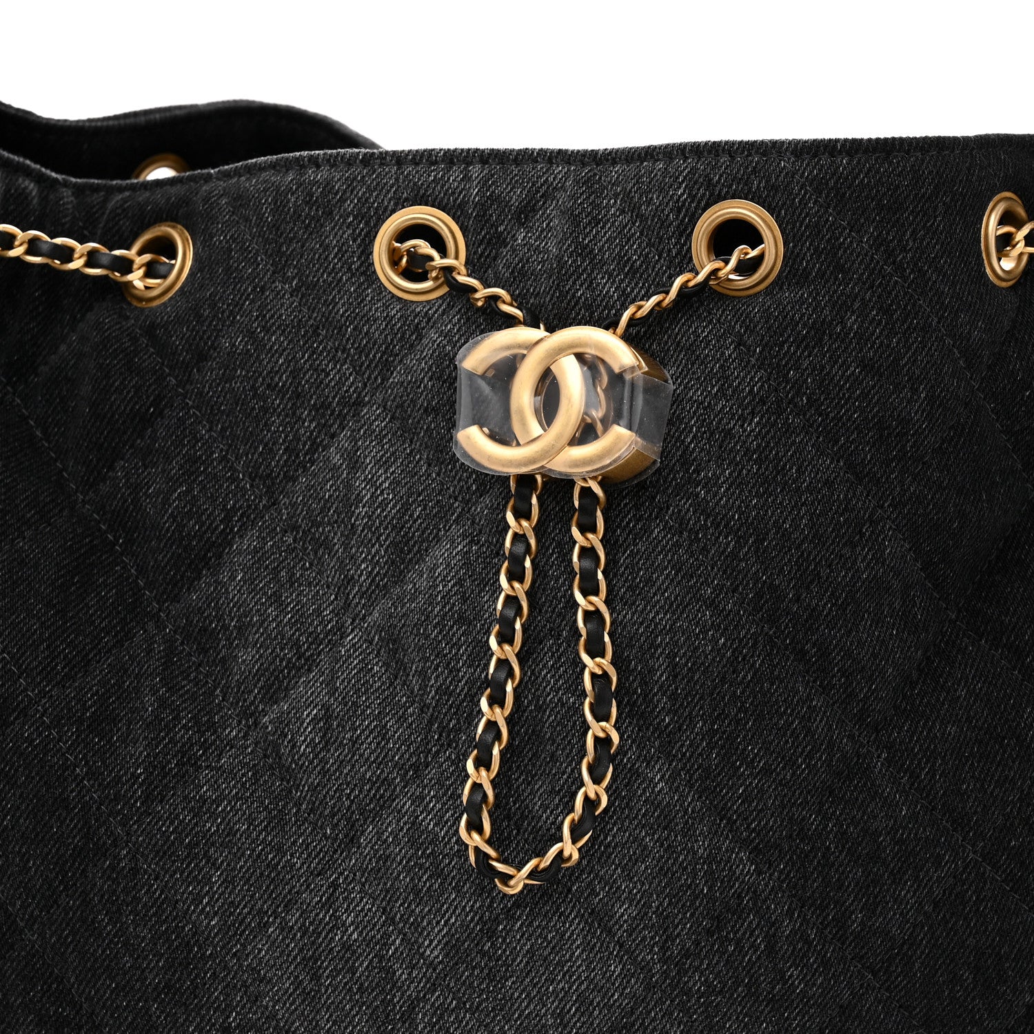 Chanel Washed Denim Quilted Medium Chanel 25 Handbag Black 17 of 21