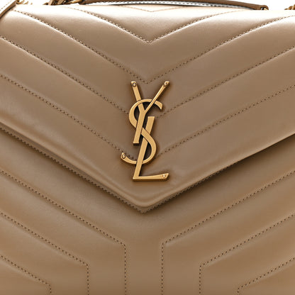 Saint Laurent Calfskin Y Quilted Monogram Medium Loulou Chain Satchel Dark Beige 9 of 11