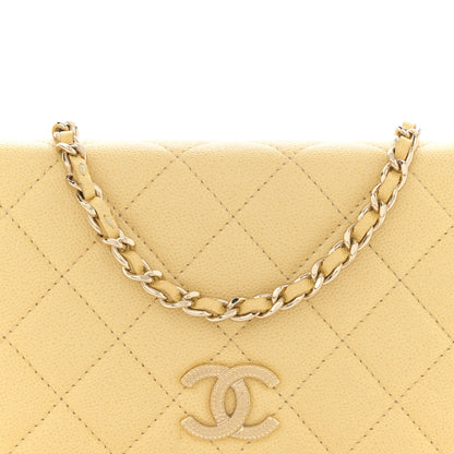 Chanel Caviar Quilted Studded CC Wallet on Chain WOC Yellow 8 of 15