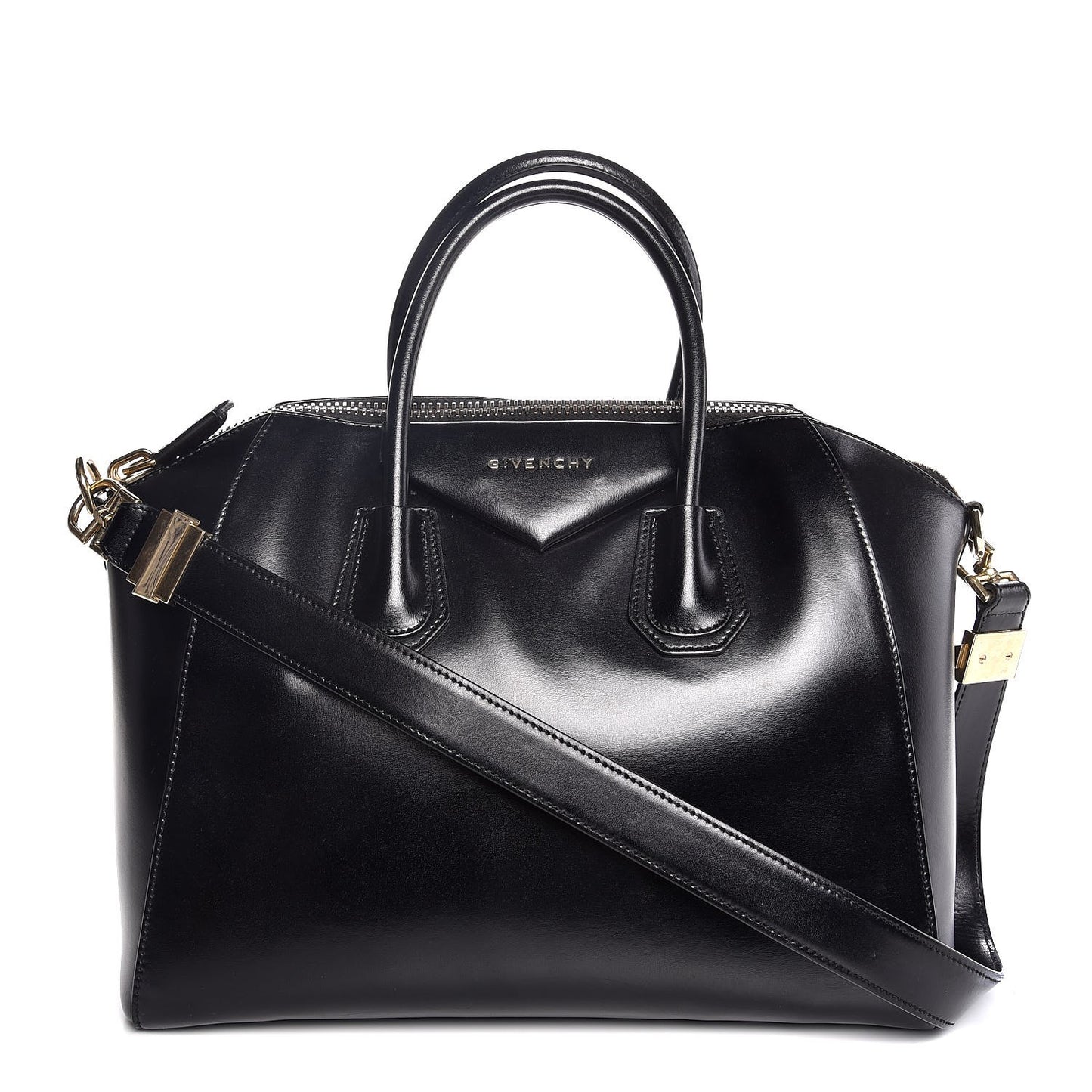 Shiny Lord Calfskin Medium Antigona Black