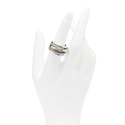 David Yurman Sterling Silver 14K Yellow Gold Wide Crossover Ring 54 7 2 of 4