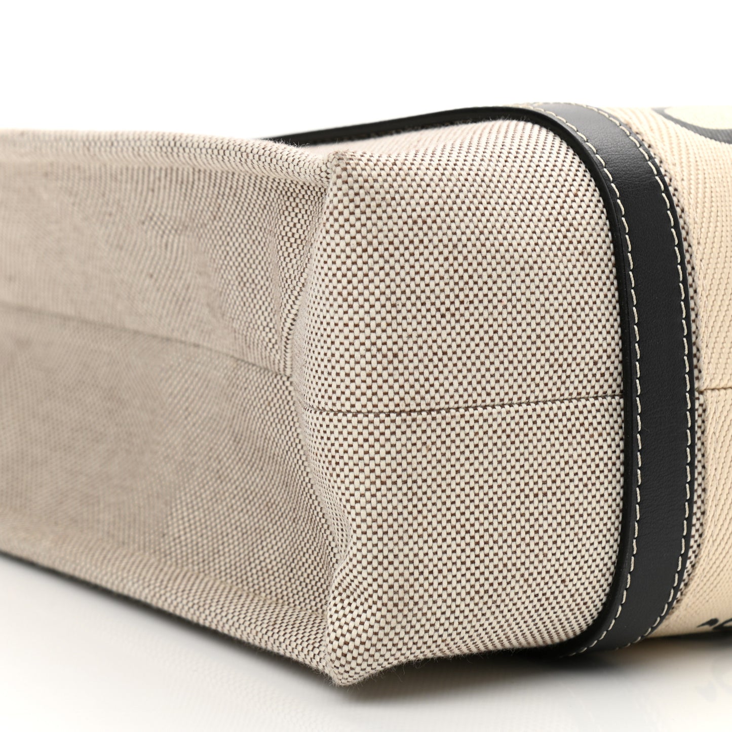 Cotton Calfskin Medium Woody Ribbon Tote White Black