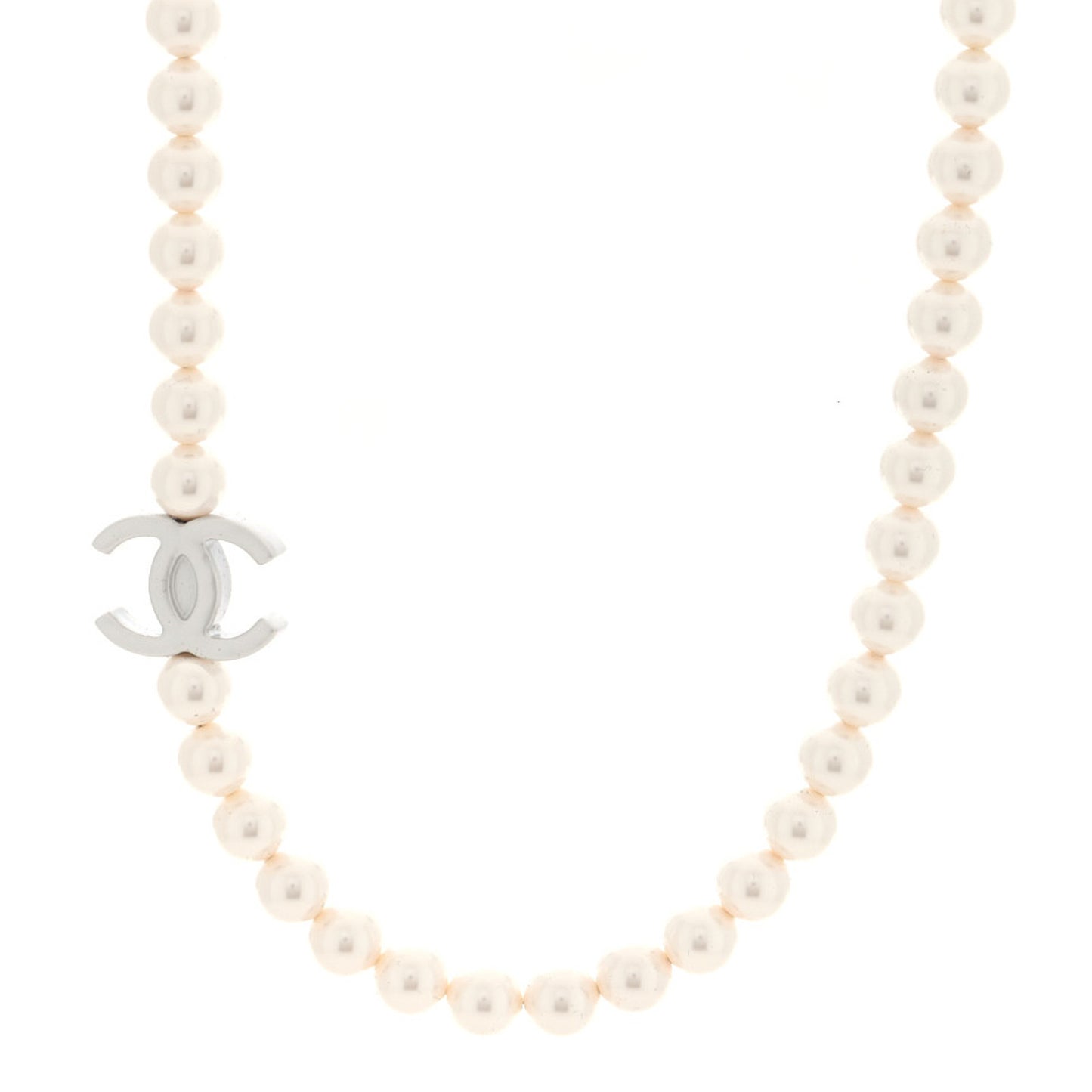 Pearl Resin CC Choker Necklace Pearly White Silver