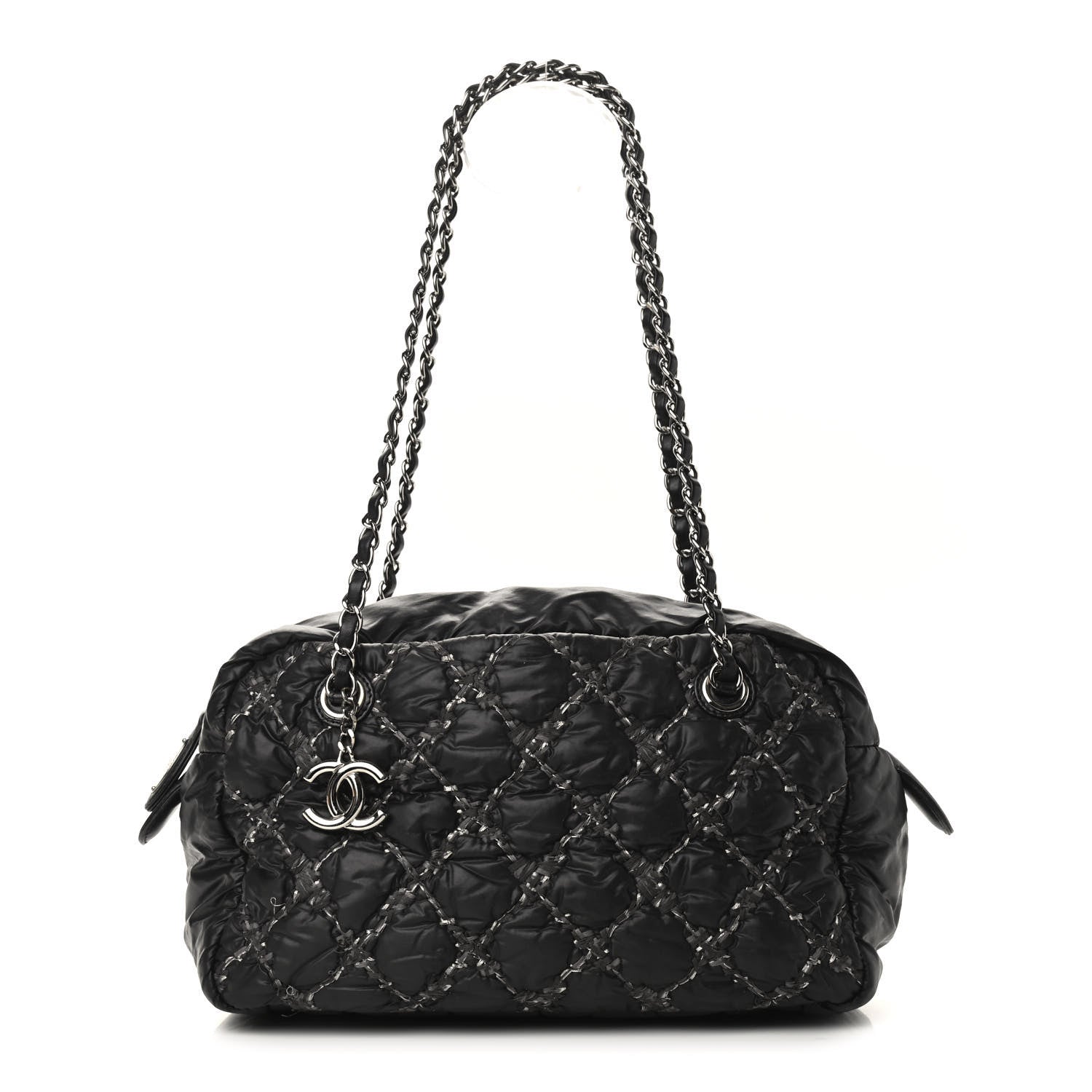 Chanel Nylon Quilted Tweed Stitch Bubble Camera Case Black 1 of 13