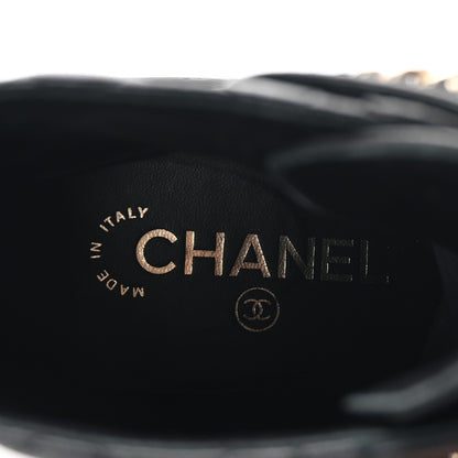 Chanel Shiny Lambskin Quilted Lace Up Combat Boots 37 Black 8 of 10