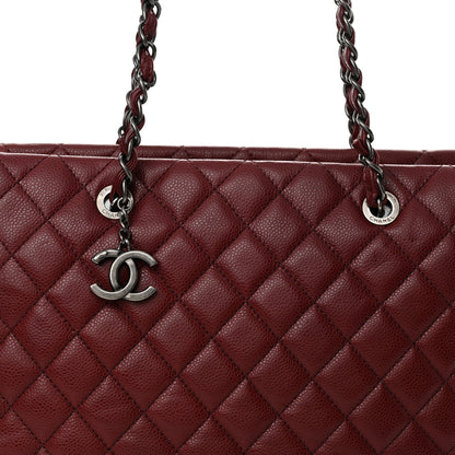 Chanel Caviar Quilted City Shopping Tote Dark Red 9 of 12