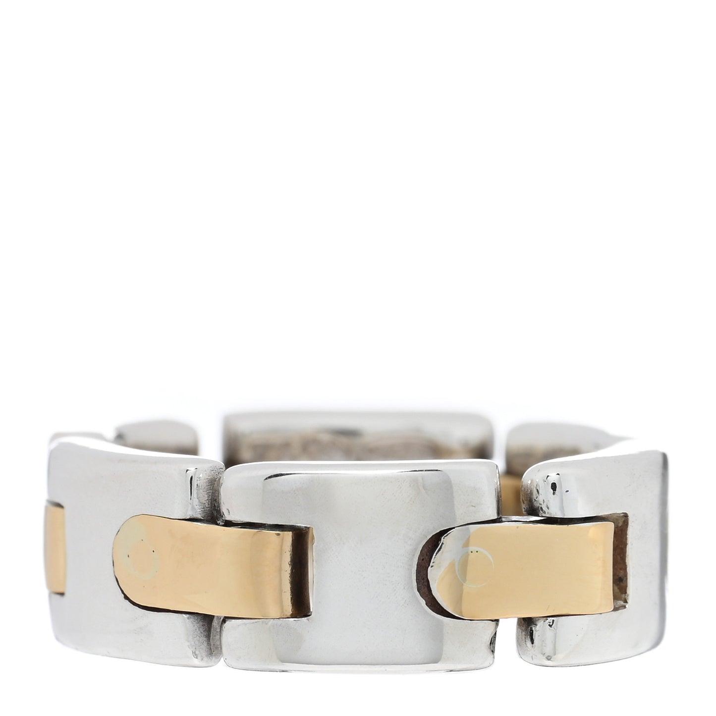 Sterling Silver 18K Yellow Gold Link Ring 53 6.5