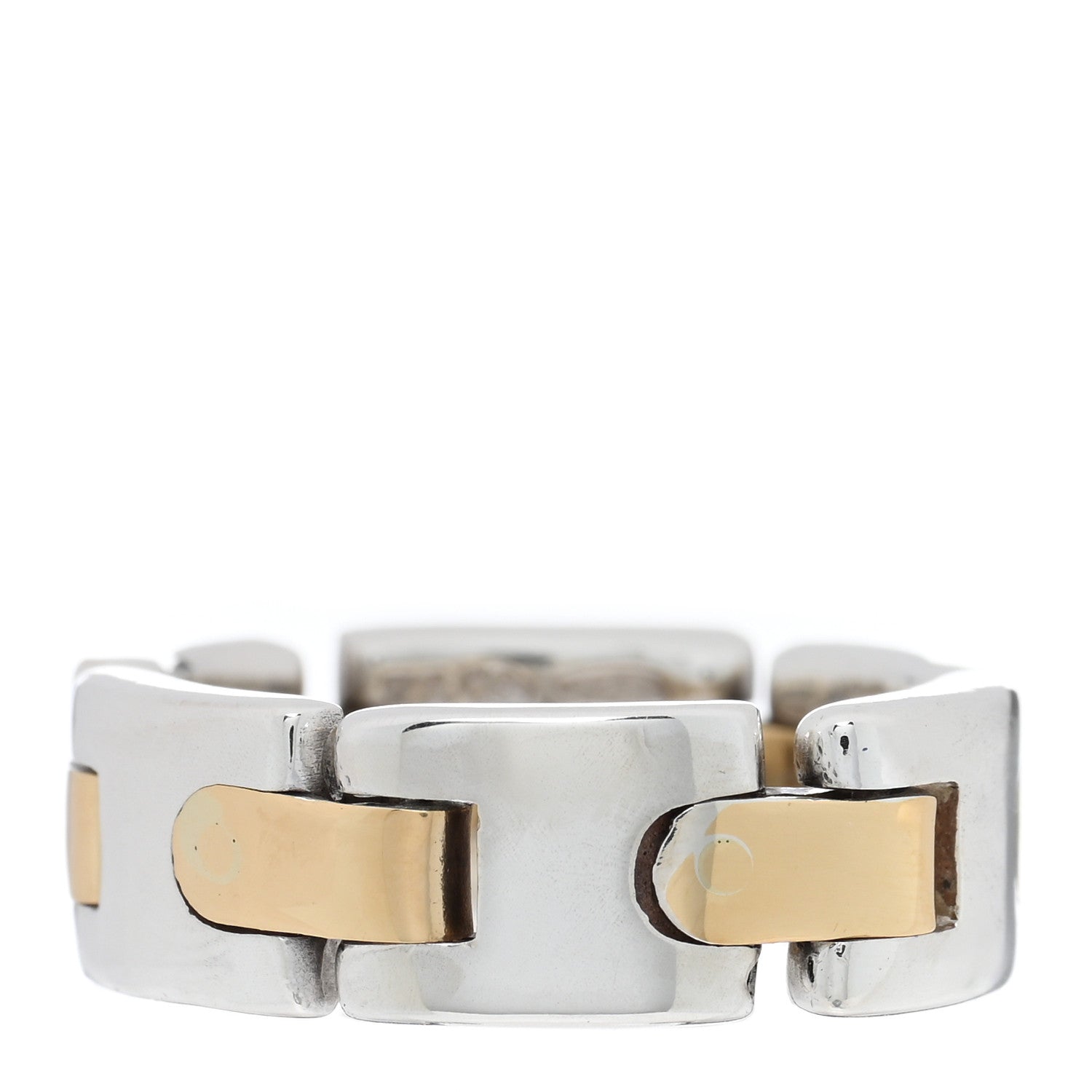 Tiffany Sterling Silver 18K Yellow Gold Link Ring 53 6.5 1 of 4