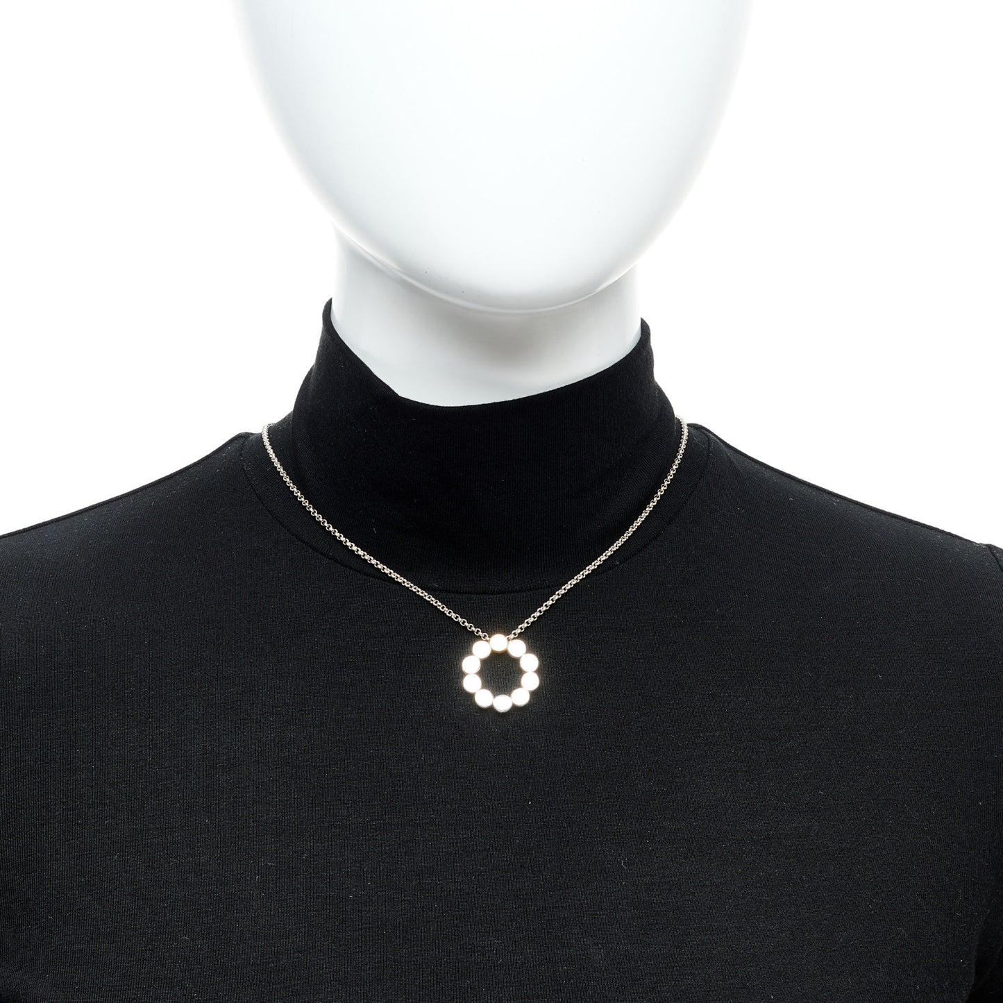 Sterling Silver 18K White Yellow Gold Circle Dot Pendant Necklace
