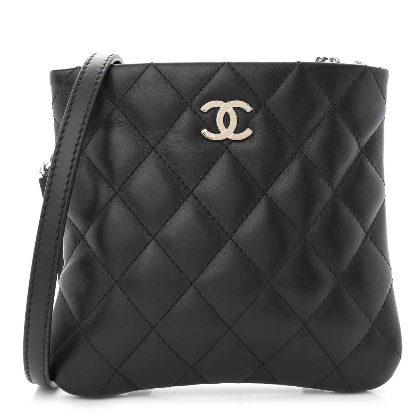 Lambskin Quilted Crossbody Bag Black