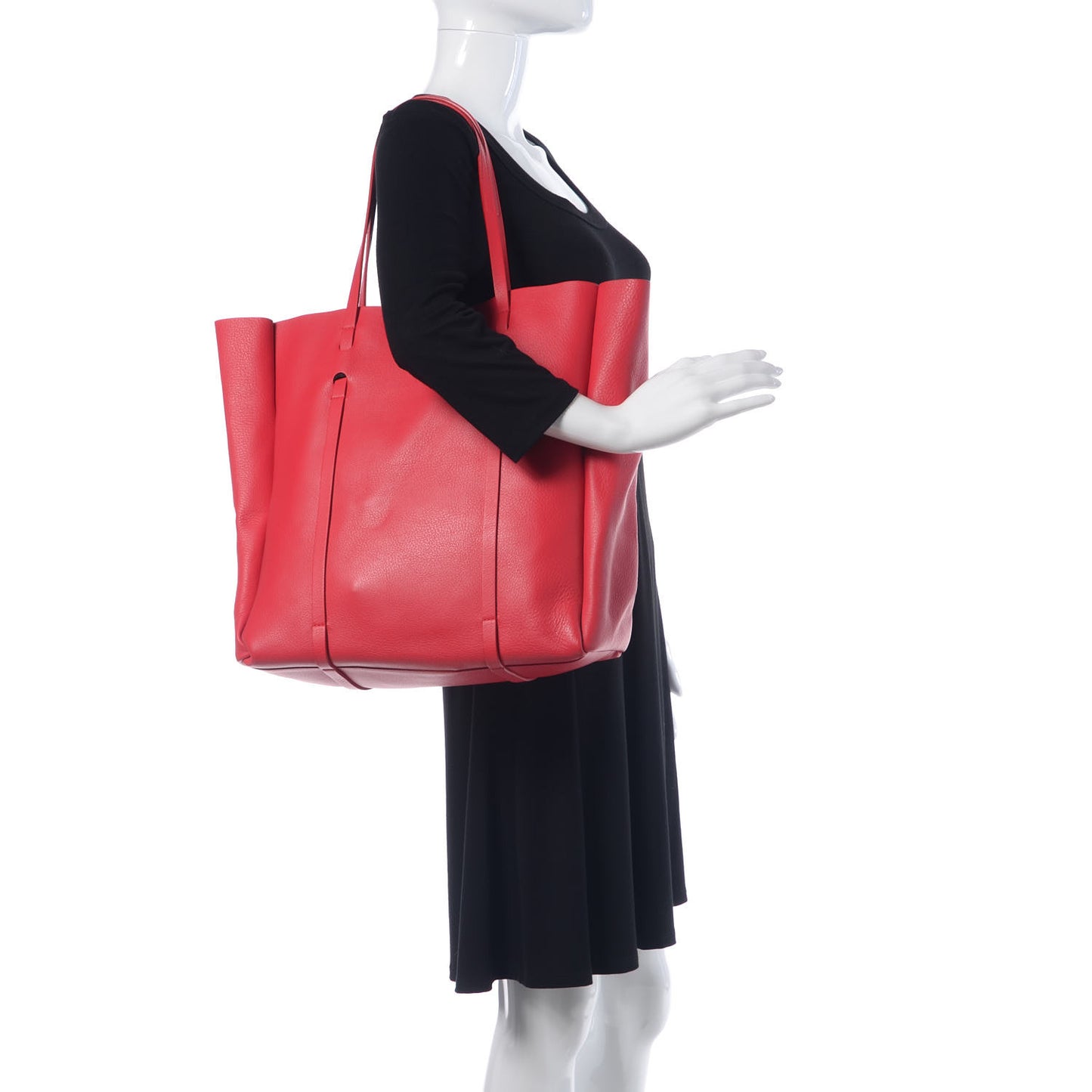 Veau Baltimore Double Sided Small Everyday Tote Rouge Vermeil Black