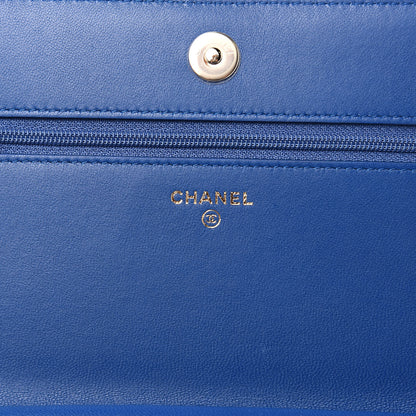 Chanel Lambskin Quilted Boy Wallet On Chain WOC Blue 6 of 9