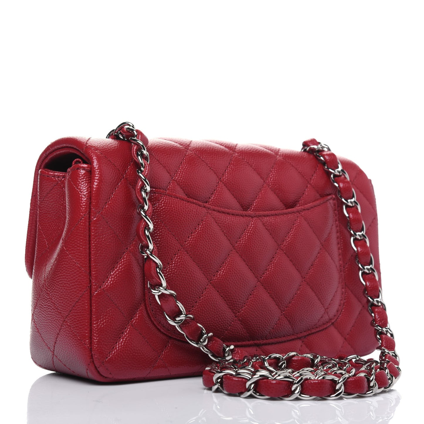 Caviar Quilted Mini Rectangular Flap Red