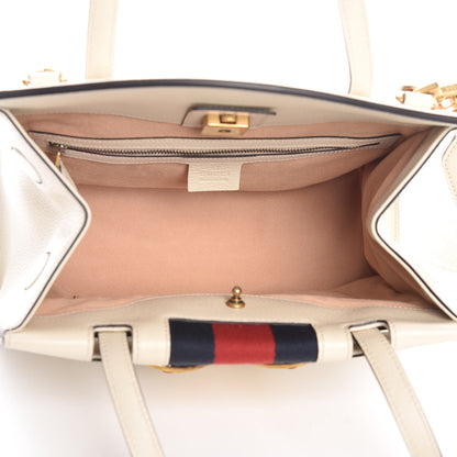 Gucci Grained Calfskin Web Stripe Butterfly Medium Totem Top Handle Bag White 6 of 10