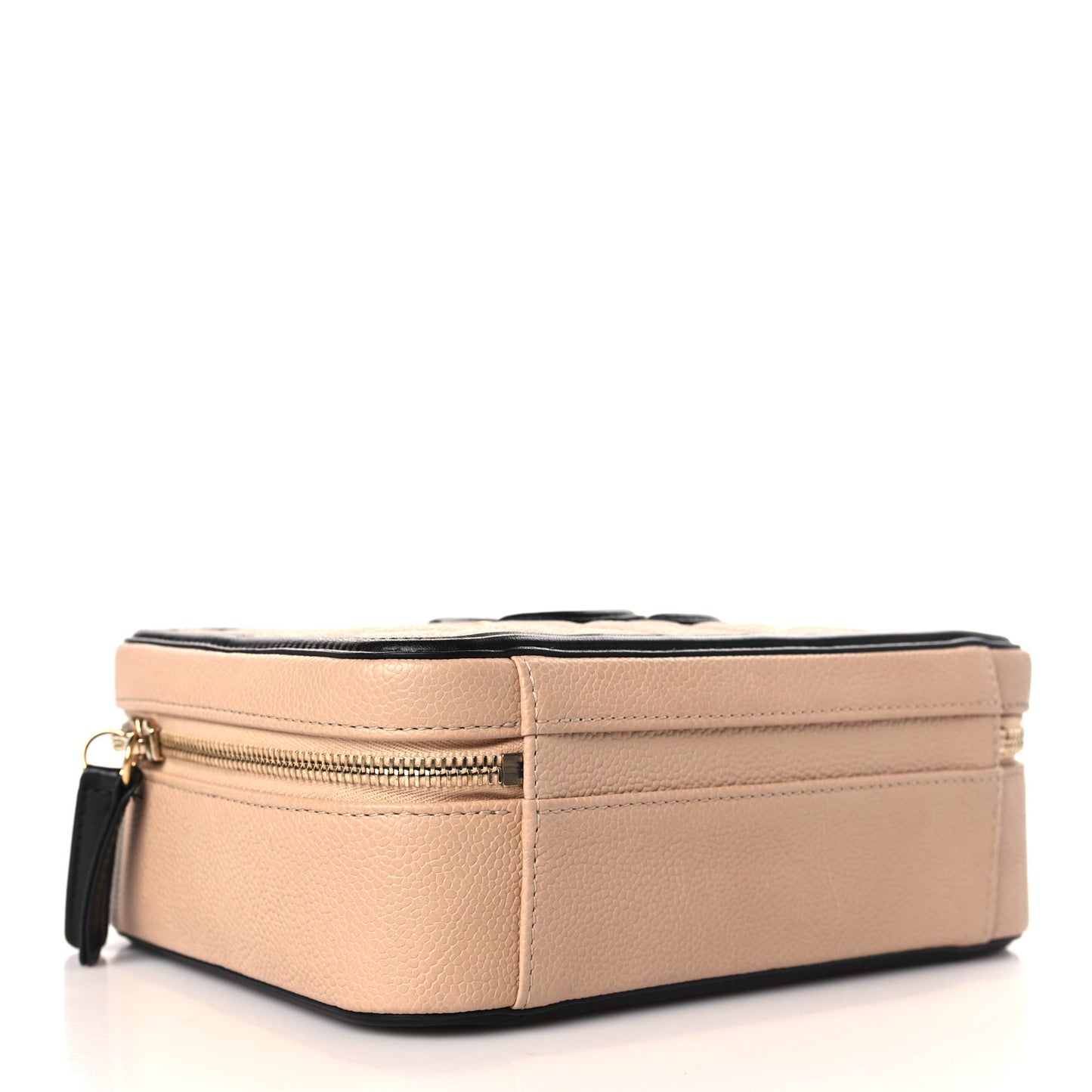 Caviar Quilted Medium CC Filigree Vanity Case Beige Black
