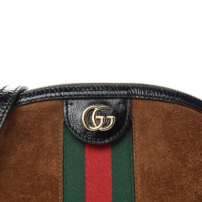 Gucci Suede Patent Web Small Ophidia Dome Shoulder Bag Nocciola Black 11 of 11