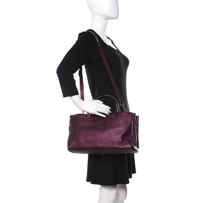 Gucci Pebbled Calfskin Medium Bamboo Shopper Tote Purple 2 of 11