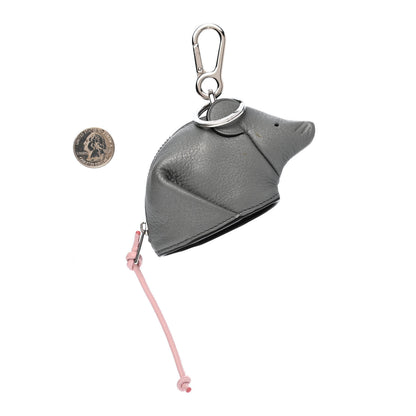 Loewe Calfskin Mouse Coin Pouch Bag Charm Key Holder Gunmetal 2 of 8