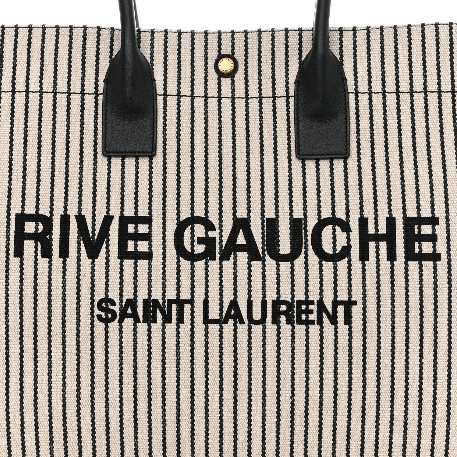 Saint Laurent SAINT LAURENT Embroidered Cotton Linen Rive Gauche Noe Tote Natural Black 8 of 10