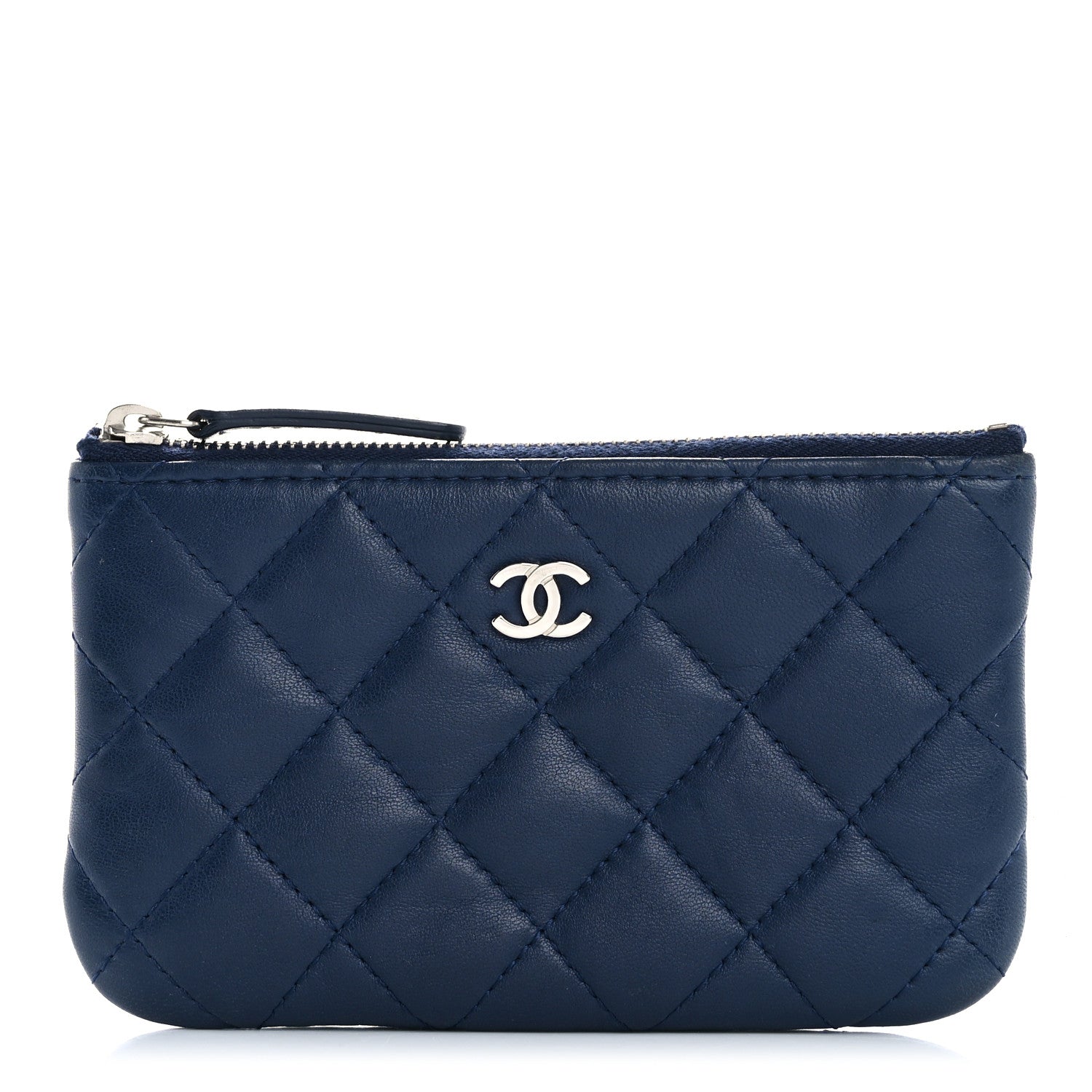 Chanel Lambskin Quilted Small Cosmetic Case Navy 1 of 12