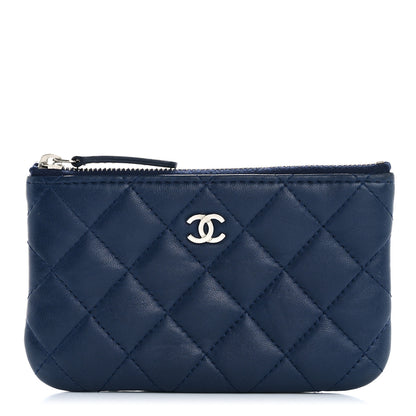 Chanel Lambskin Quilted Small Cosmetic Case Navy 1 of 12