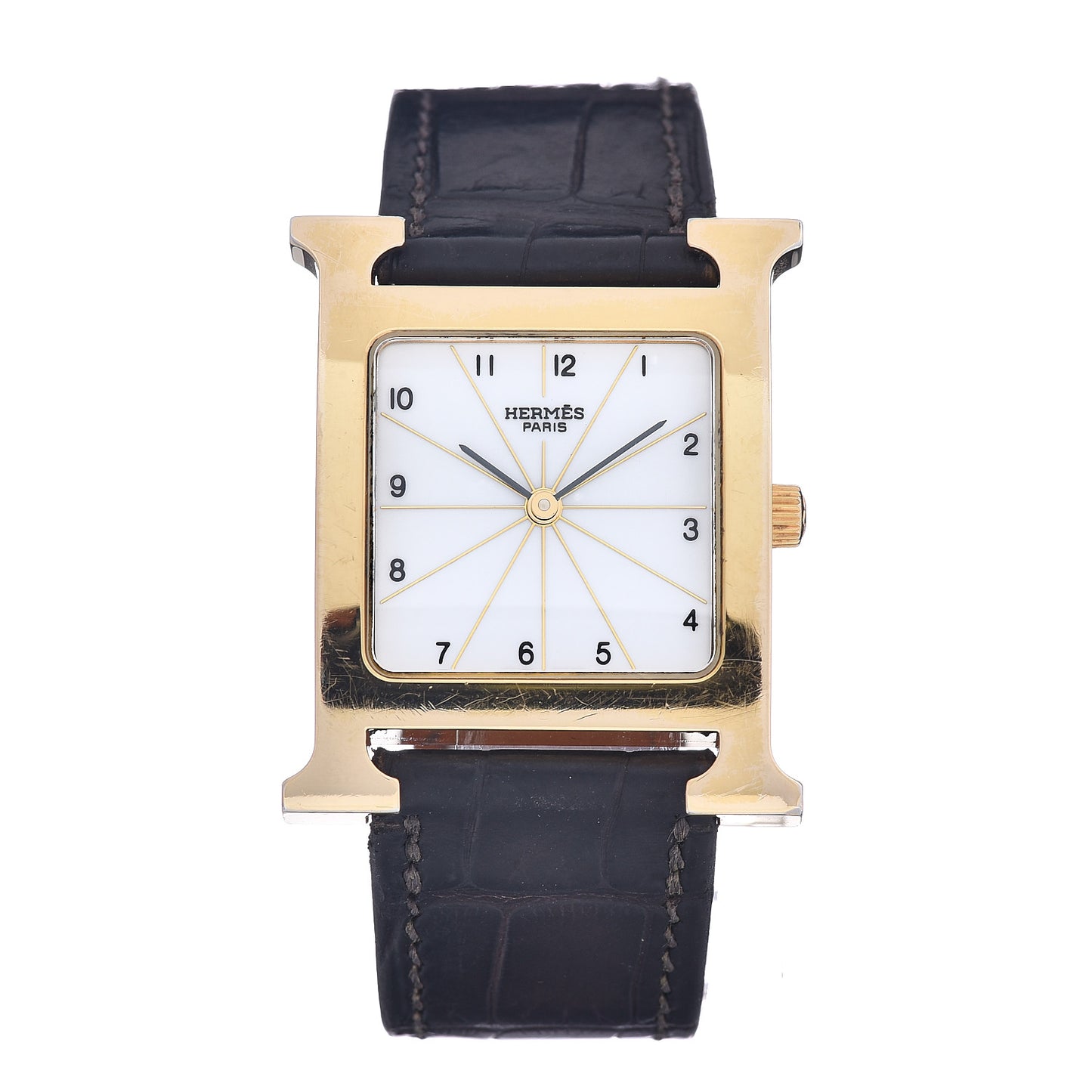Stainless Steel Alligator 26mm Heure H Hour Quartz Watch Noir