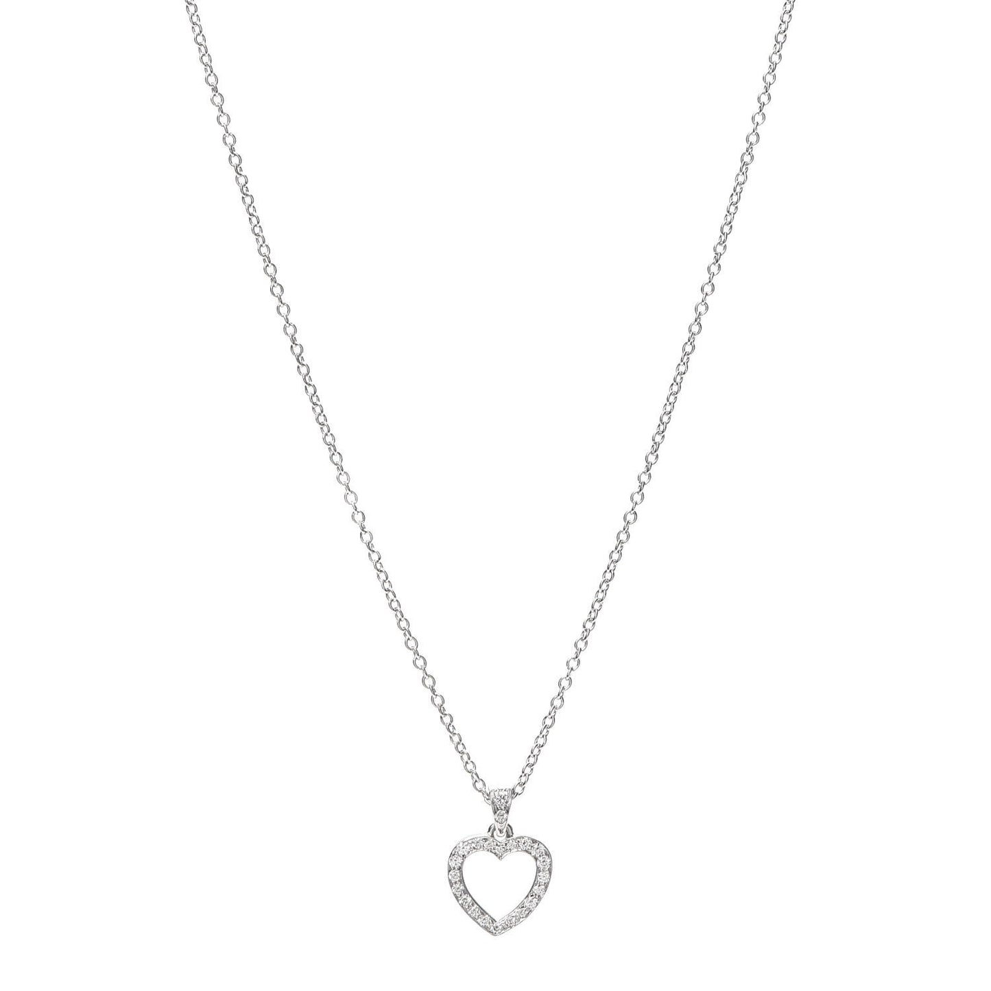 Platinum Diamond Heart Drop Pendant Necklace