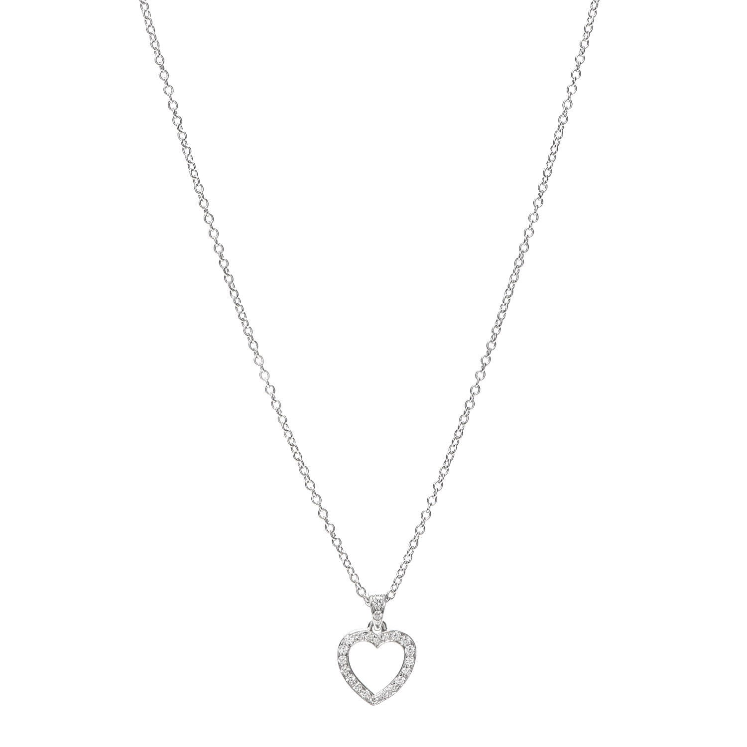 Tiffany Platinum Diamond Heart Drop Pendant Necklace 1 of 5