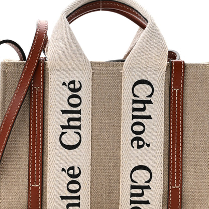 Chloe Cotton Calfskin Mini Woody Ribbon Tote White Brown 8 of 10