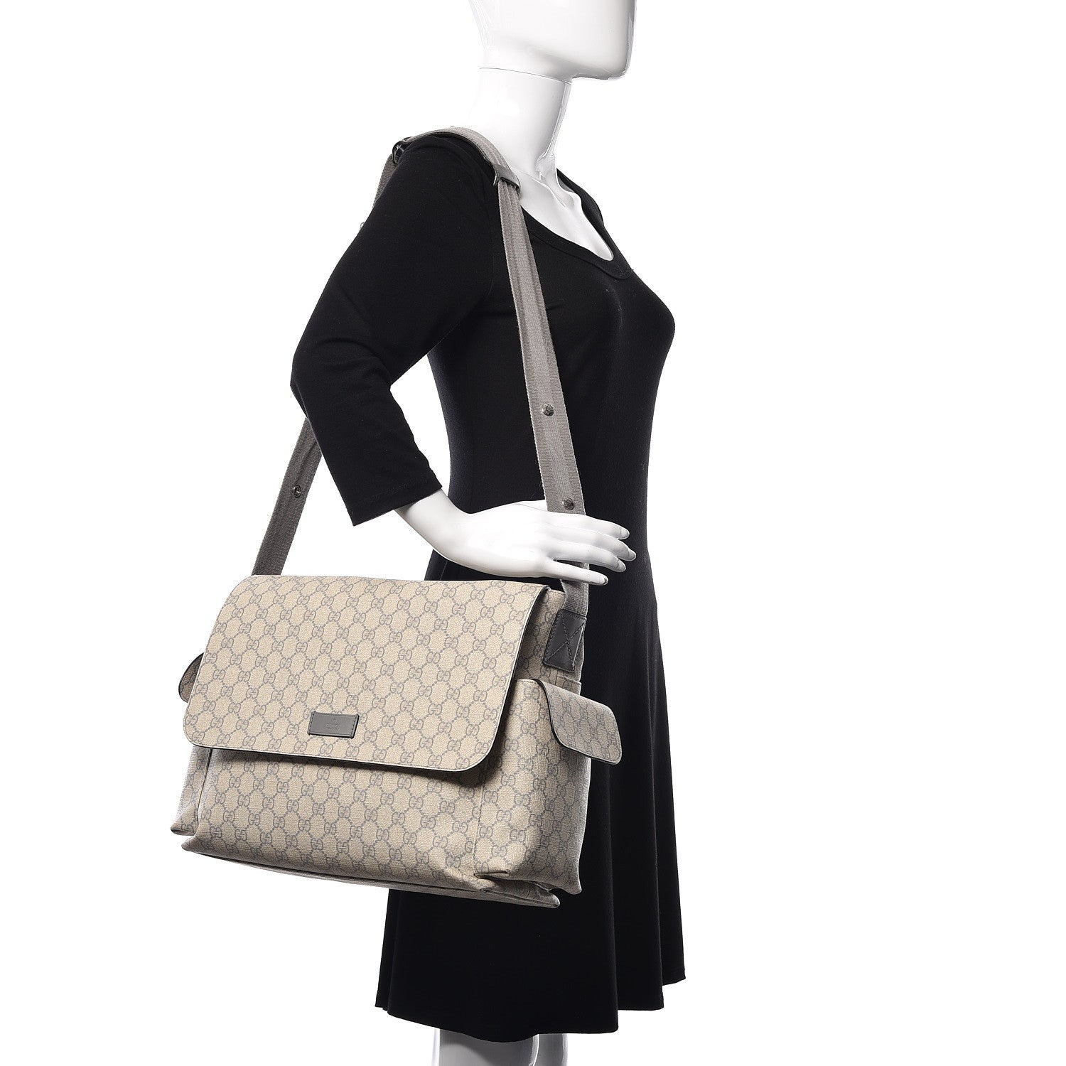 Gucci GG Plus Monogram Messenger Diaper Bag Ecru Grigio 2 of 12