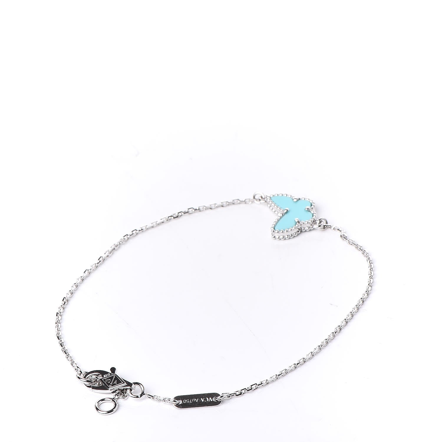 Van Cleef & Arpels 18K White Gold Turquoise Sweet Alhambra Butterfly Bracelet 3 of 7