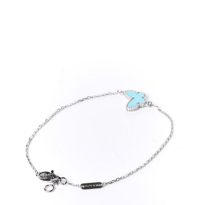 Van Cleef & Arpels 18K White Gold Turquoise Sweet Alhambra Butterfly Bracelet 3 of 7