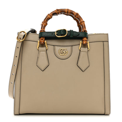Gucci Textured Dollar Calfskin Web Small Diana Tote Bag Oatmeal Vintage Green 1 of 11