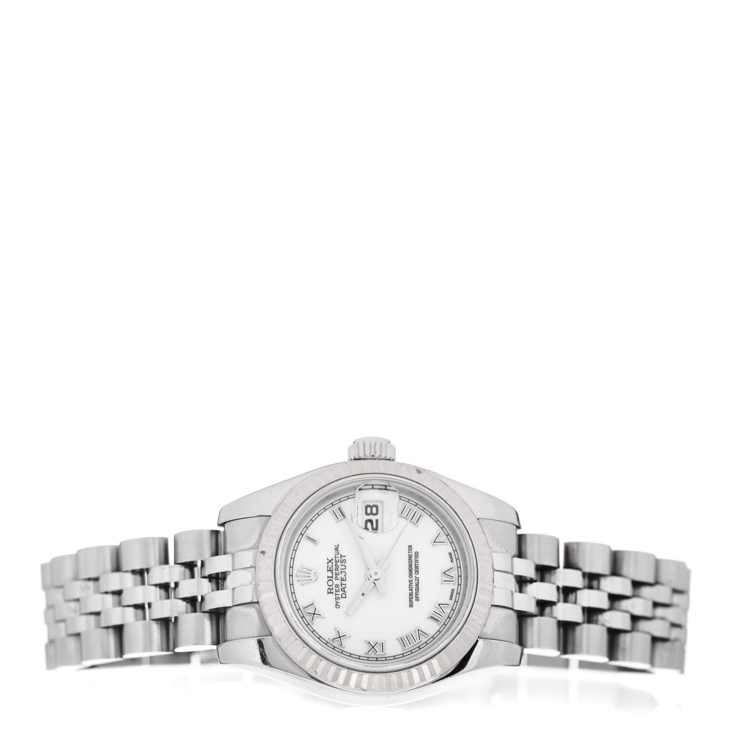 Stainless Steel 18K White Gold 26mm Oyster Perpetual Datejust Watch White Roman 179174