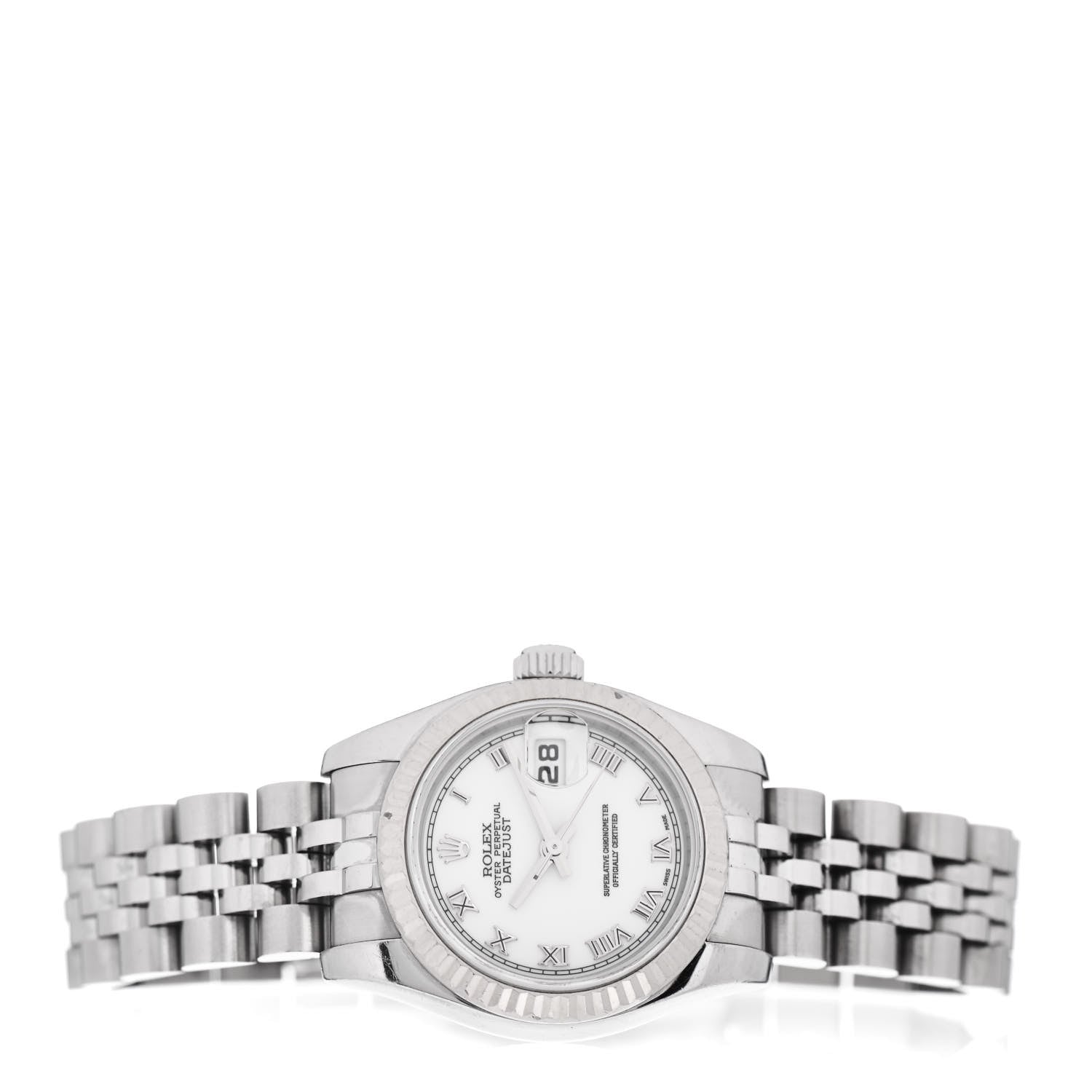 Rolex Stainless Steel 18K White Gold 26mm Oyster Perpetual Datejust Watch White Roman 179174 2 of 4