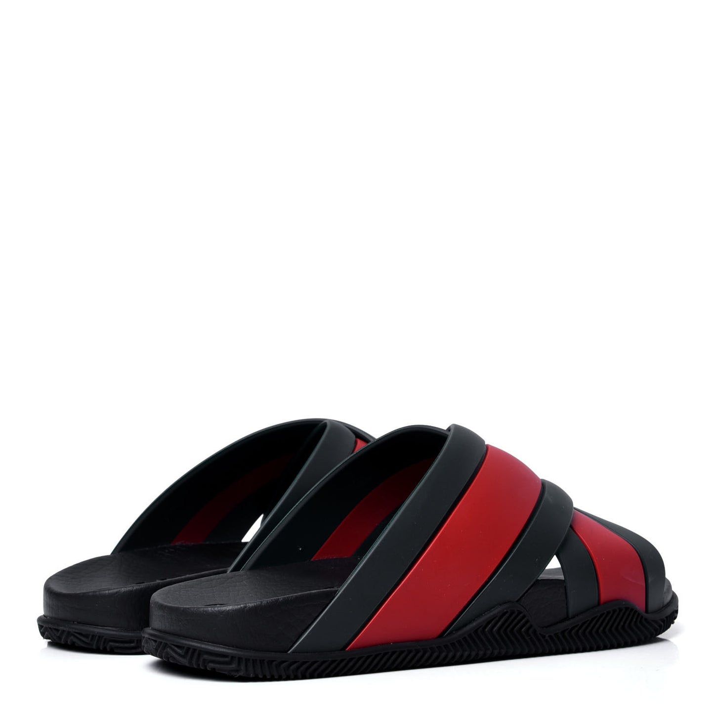 Rubber Web Mens Criss Cross Slide Sandals 5 Green Red