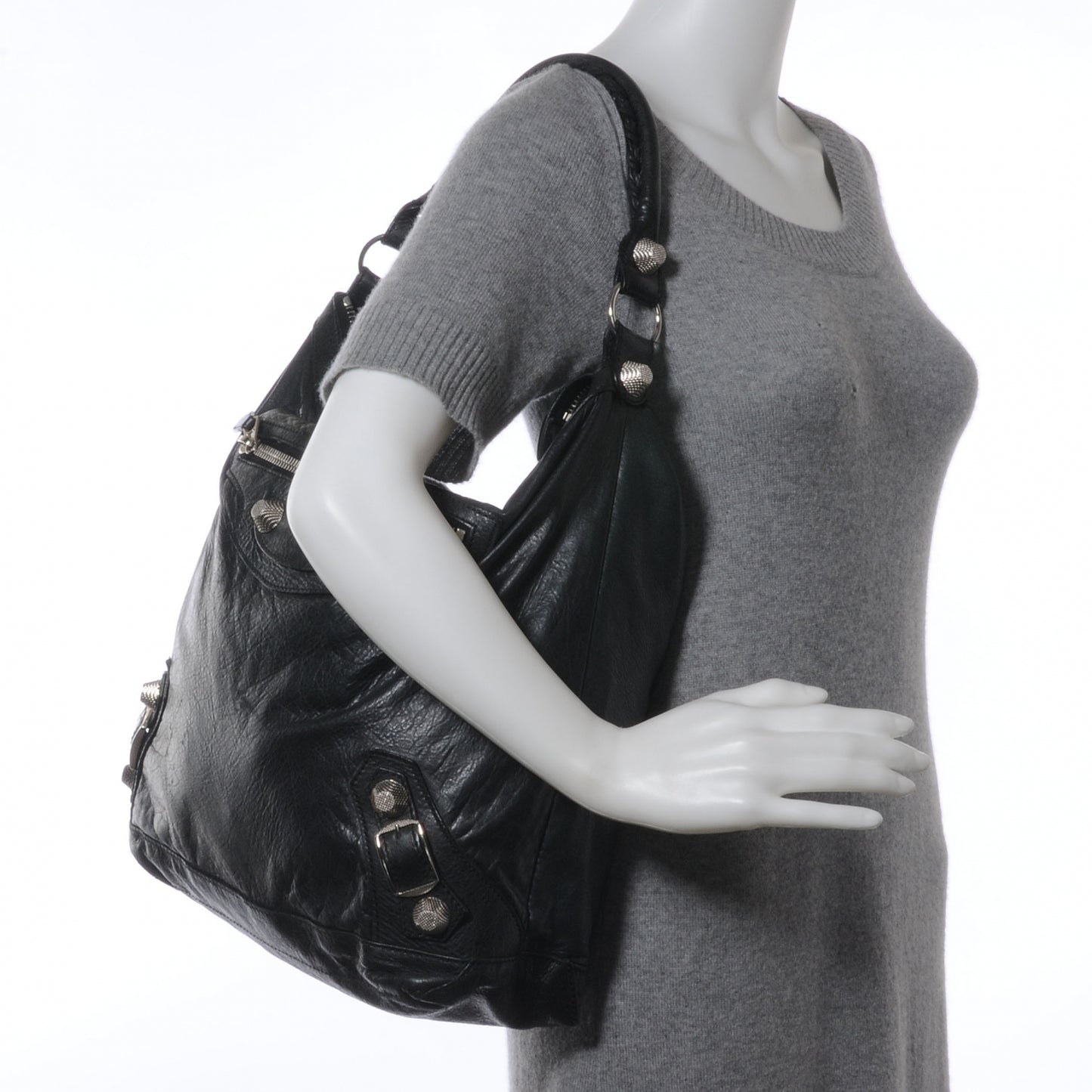 Agneau Giant 21 Silver Hardware Giant Day Hobo Black