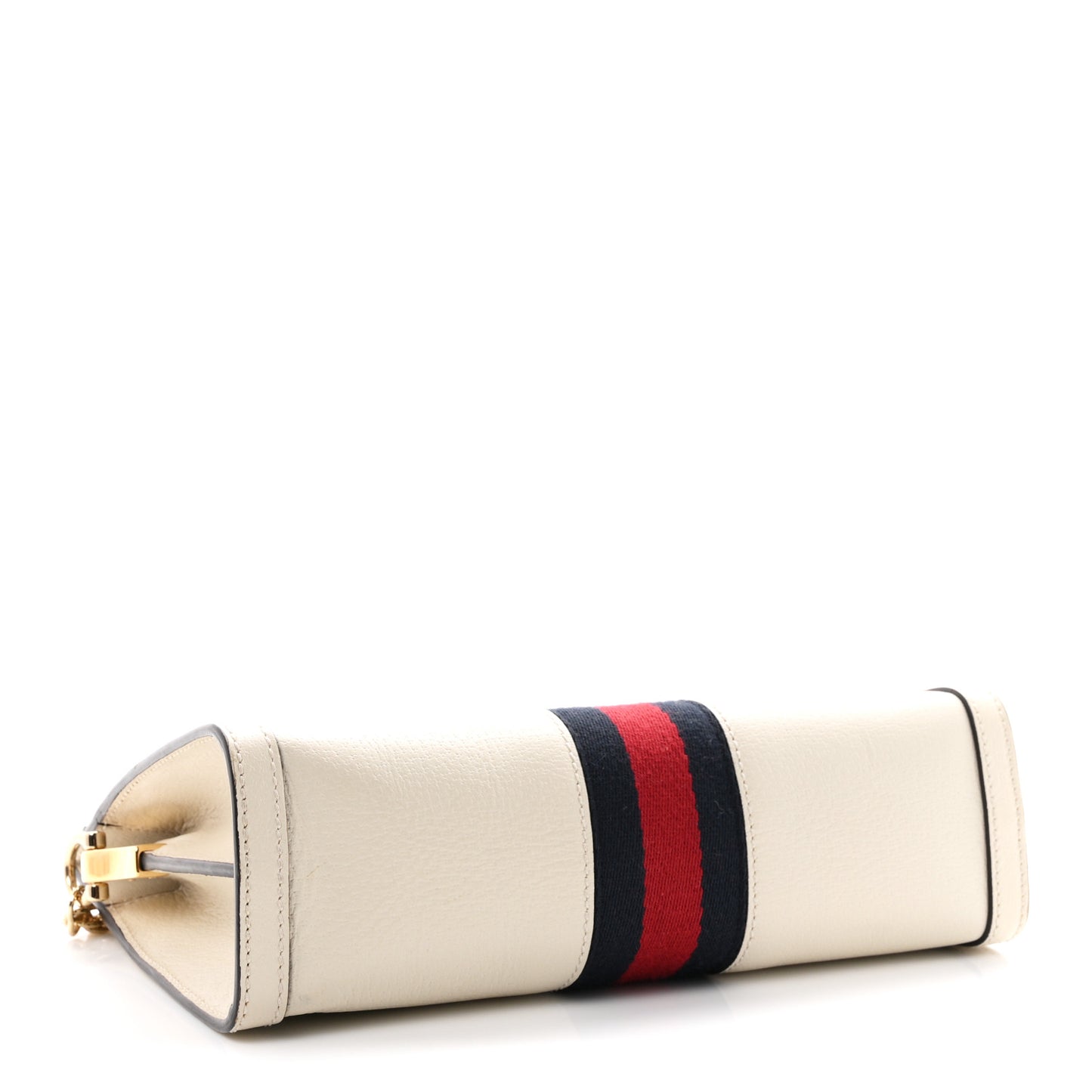 Textured Calfskin Web Small Ophidia Chain Shoulder Bag Mystic White