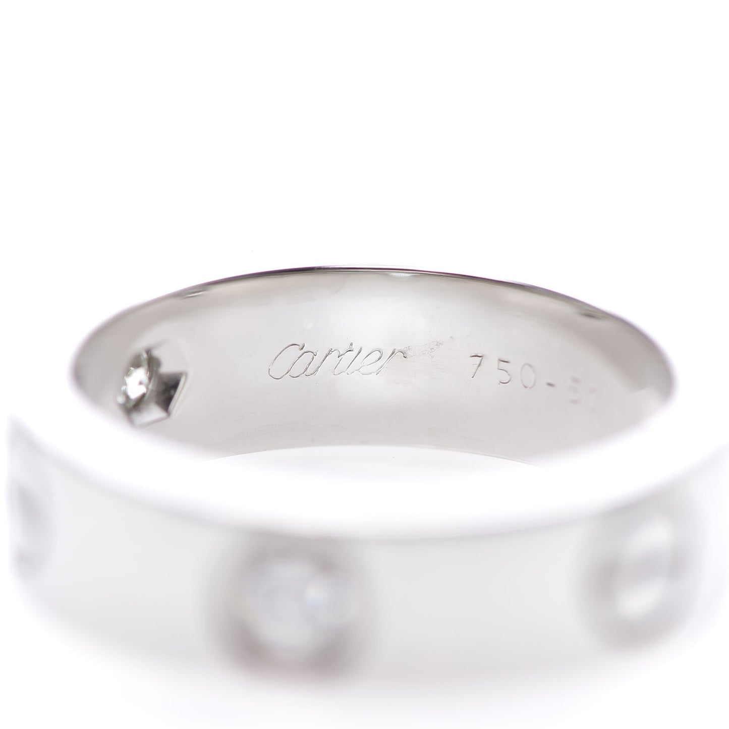 18K White Gold 3 Diamond 5.5mm LOVE Ring 51 5.75