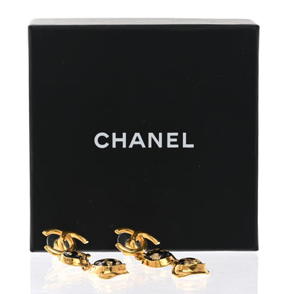 Chanel Resin CC Drop Earrings Gold Black 5 of 5