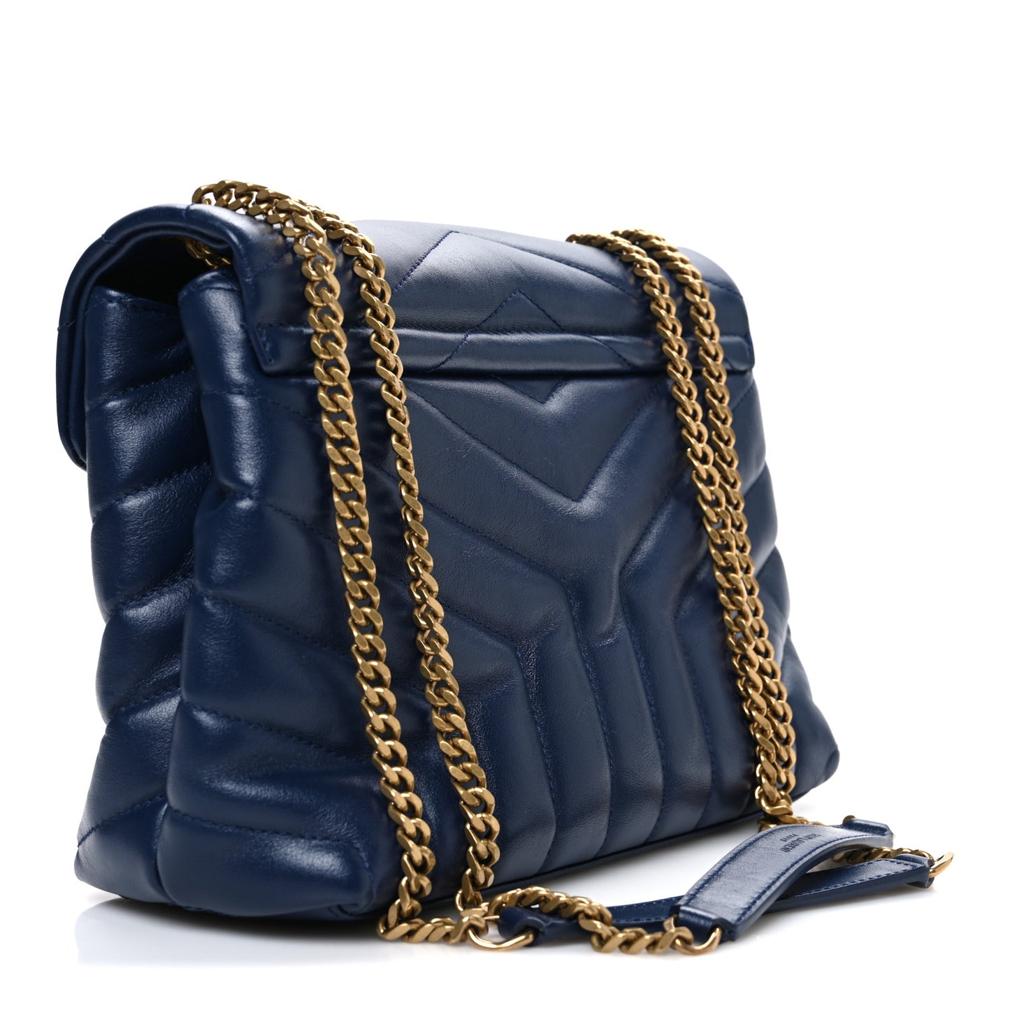 Calfskin Y Quilted Monogram Small Loulou Chain Satchel Navy