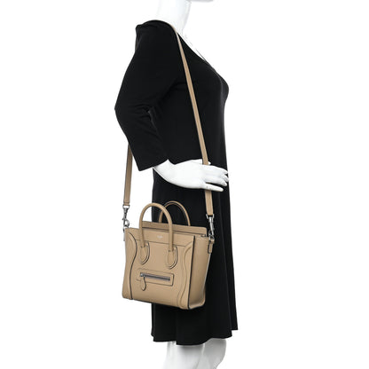 Celine Drummed Calfskin Nano Luggage Dune 2 of 10