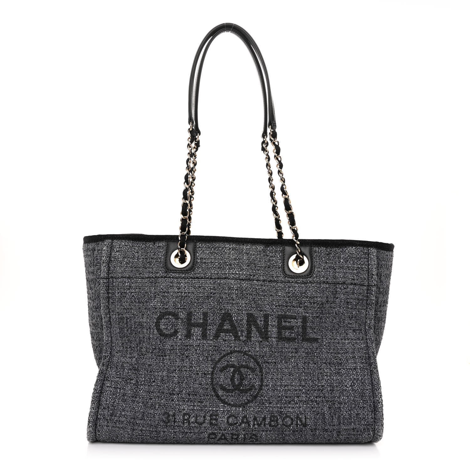 Chanel Lurex Boucle Small Deauville Tote Grey 1 of 9