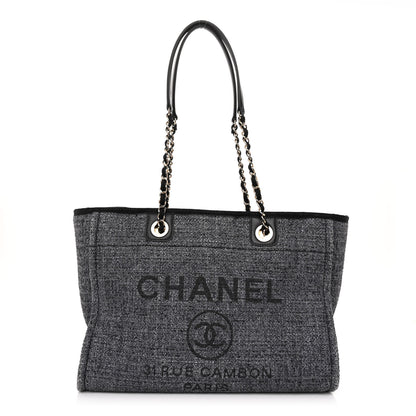 Chanel Lurex Boucle Small Deauville Tote Grey 1 of 9